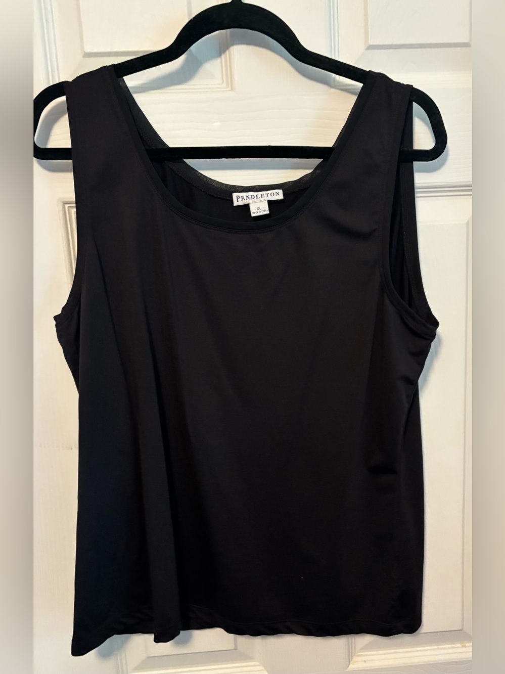 Pendleton Black Scoop Neck Women's Tank Top with Sheer Neck Trim